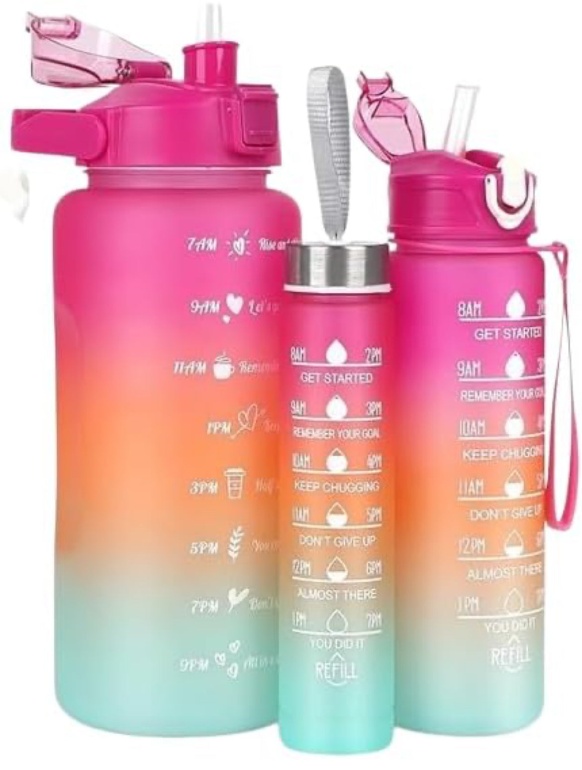 Water Bottle Set Of 3 Motivational Water bottle set