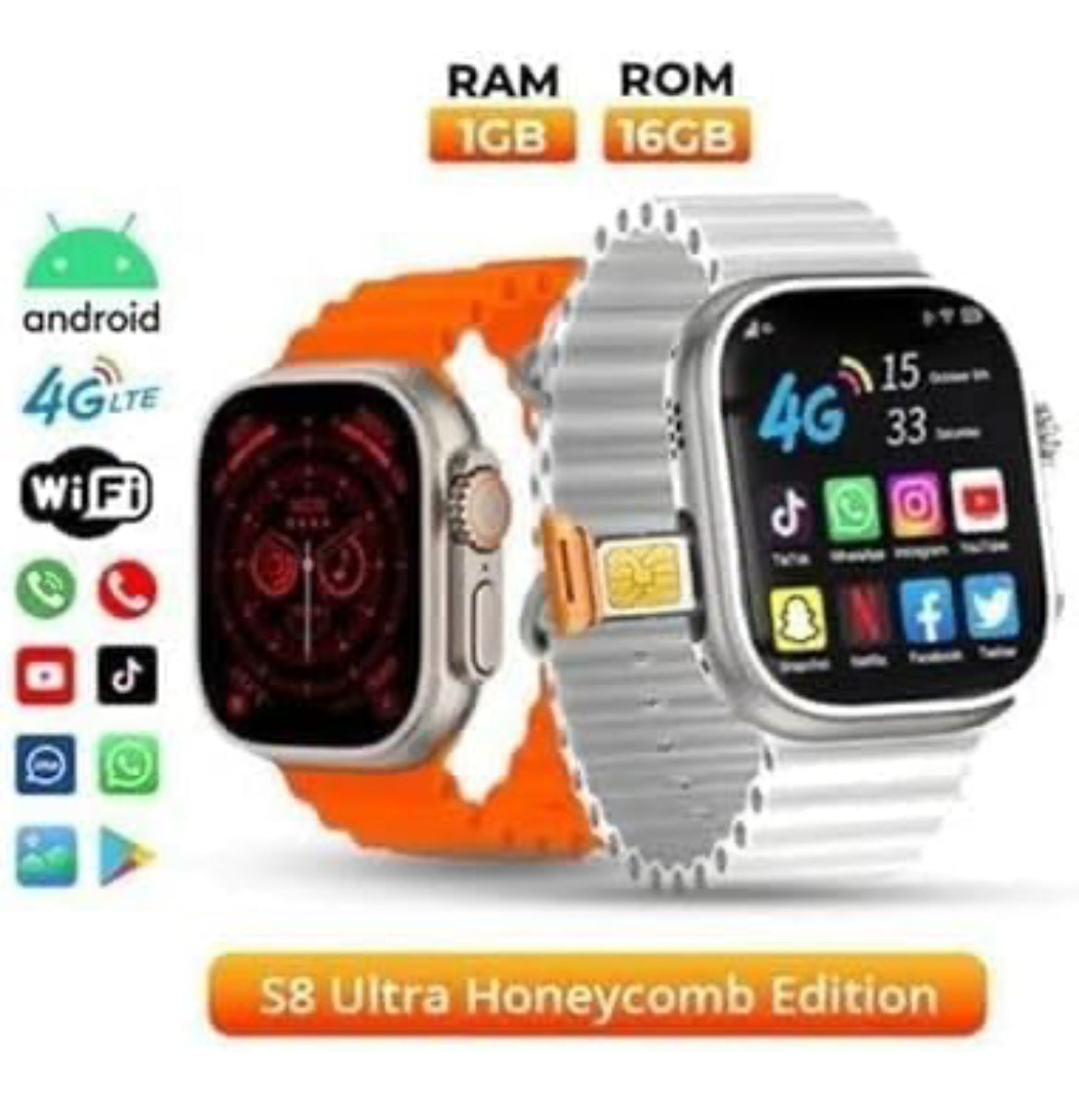 S8 Premium 4G Sim Ultra Smart Watch
