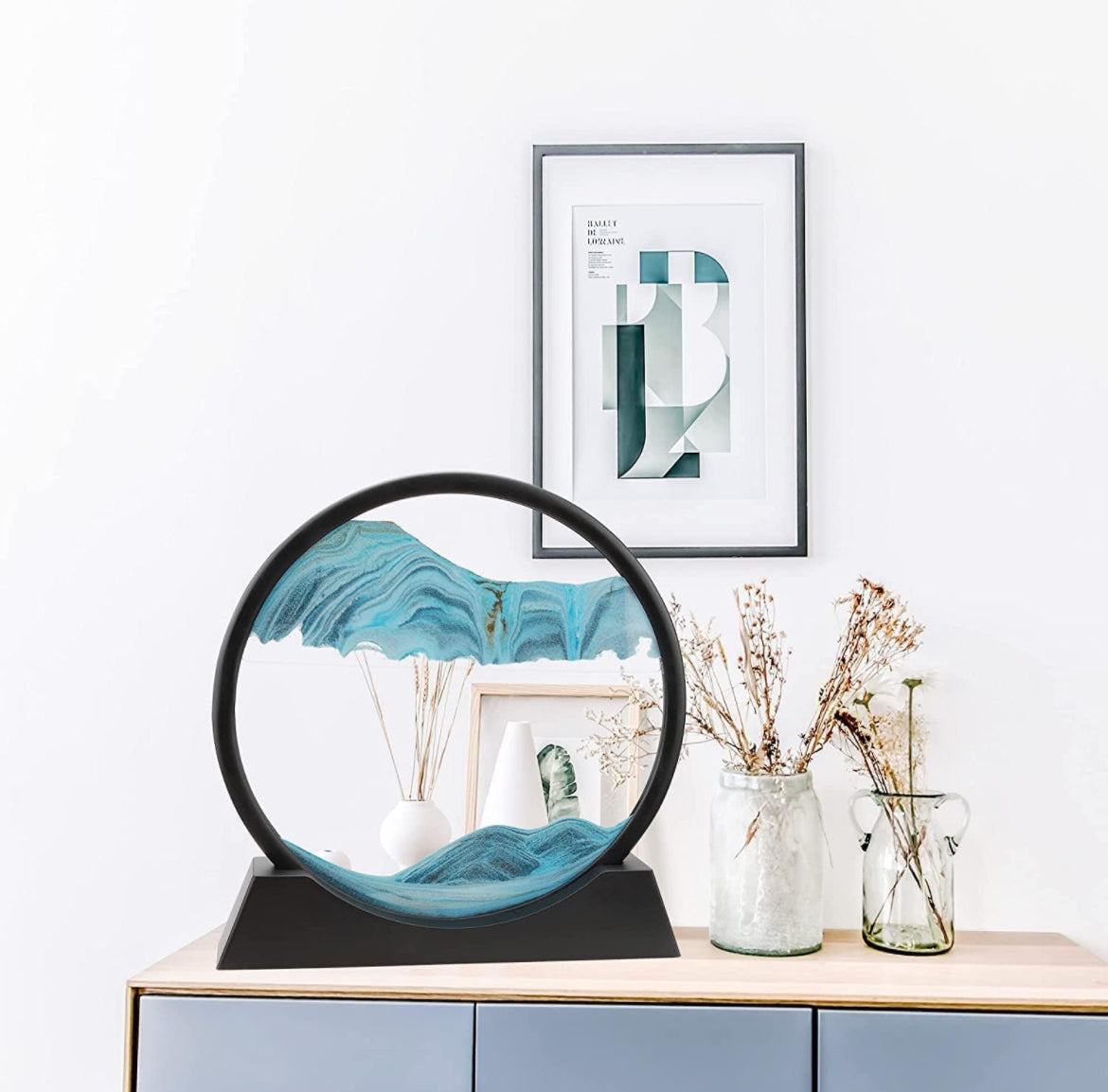 Moving Sand Art Picture Glass Liquid Painting 3D Natural Landscape showpieces