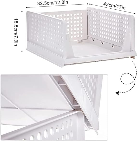 Wardrobe Organizer for Clothes - Foldable Plastic Closet Storage Organizer for Kitchen & Bathroom (Pack of 1, White)