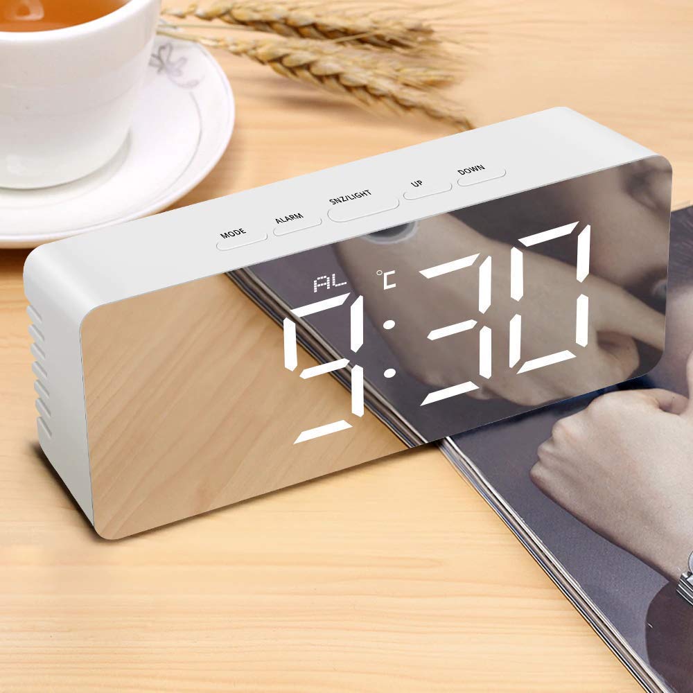 Digital Mirror Clock, Alarm Clock Table