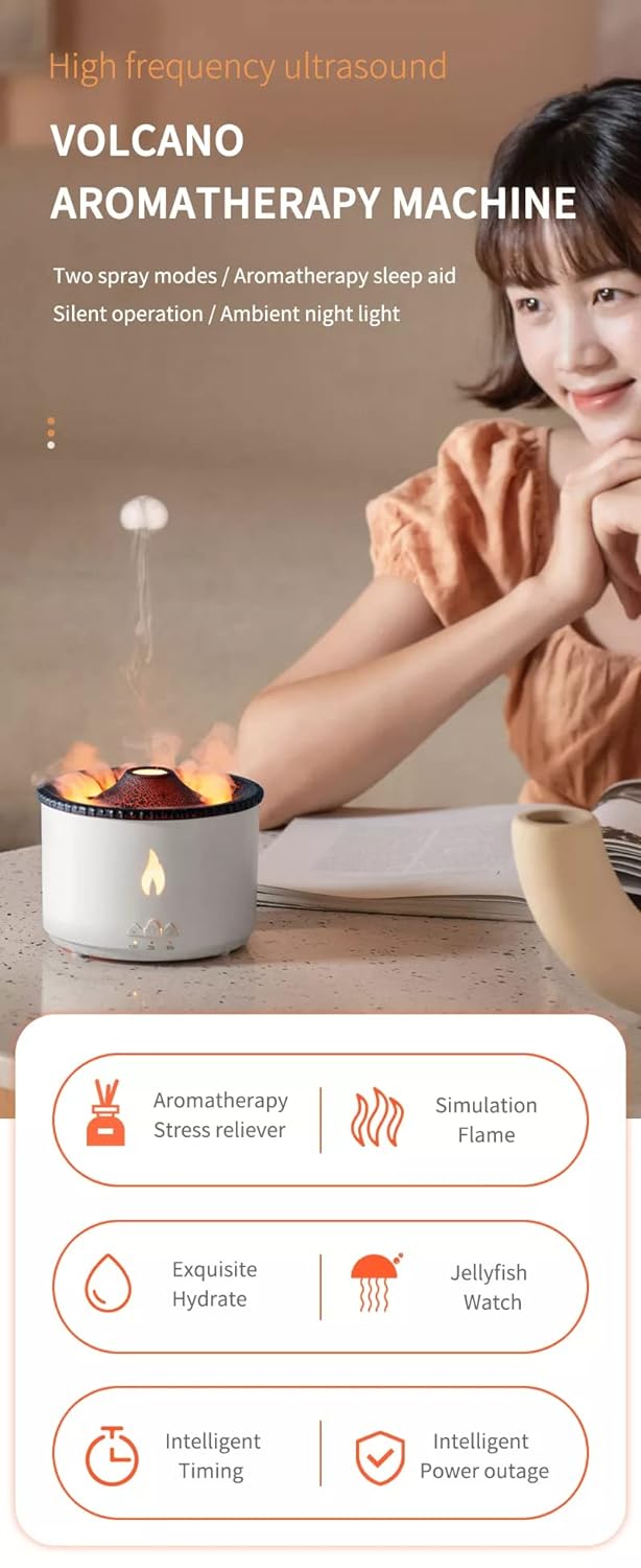 Volcano Aromatherapy Humidifier Flame & Volcano Light