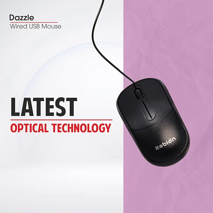 zebion Dazzle USB Mouse Wired Optical Mouse (USB 2.0, Black)