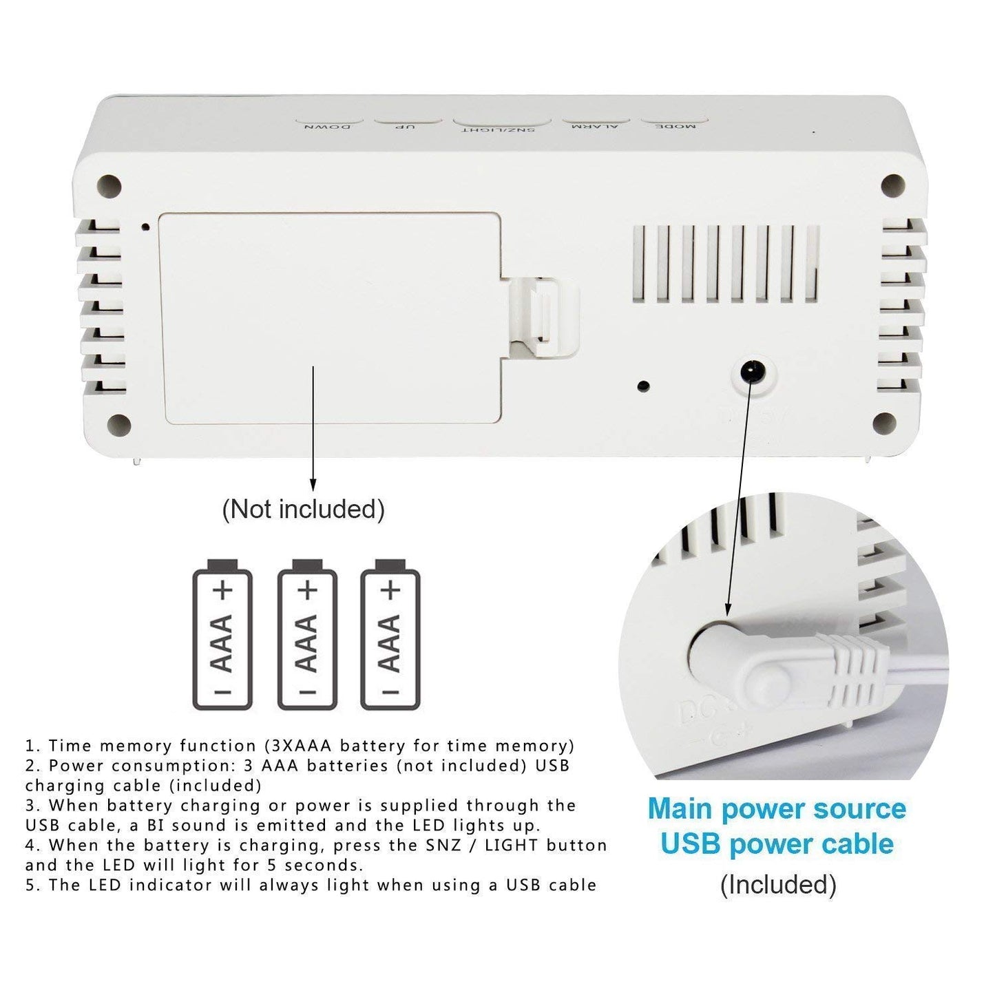 Digital Mirror Clock, Alarm Clock Table