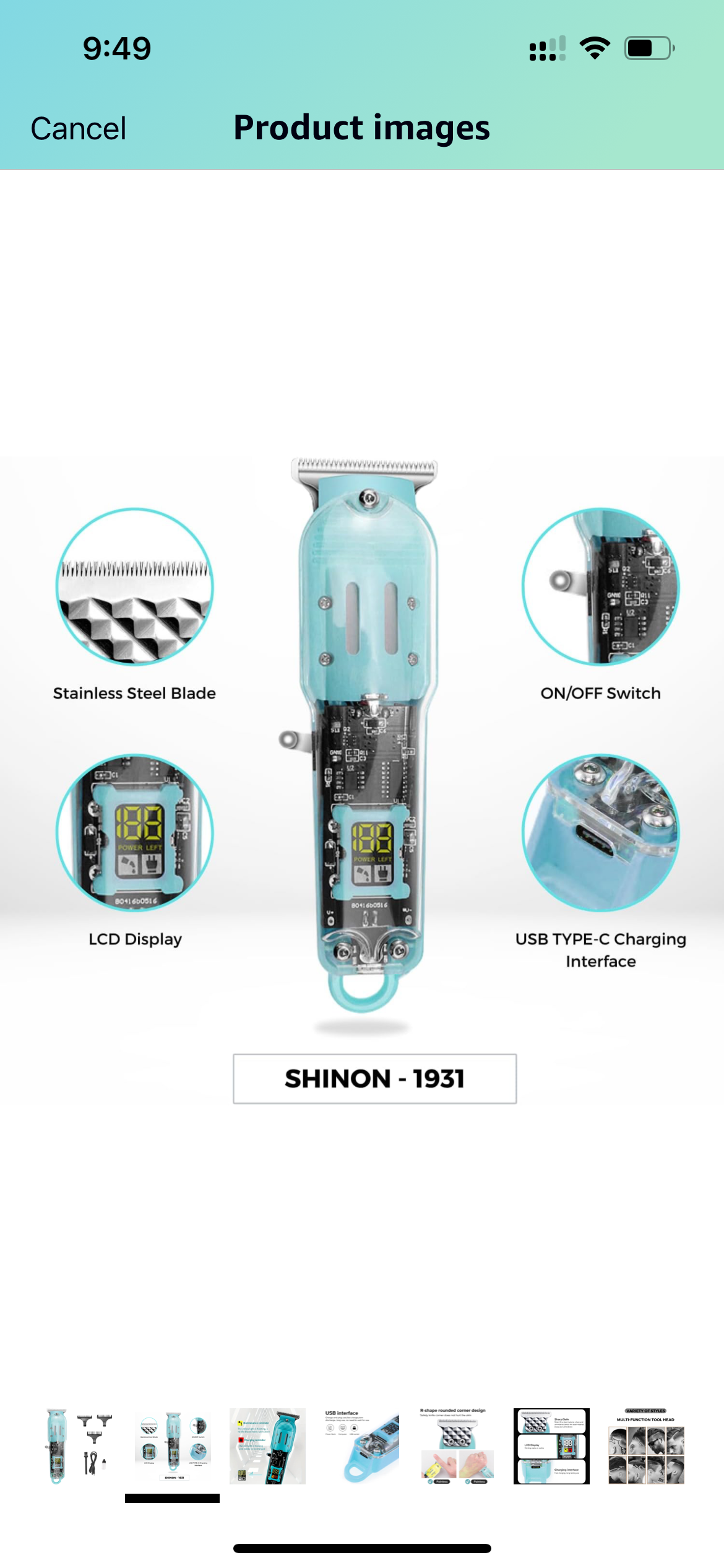 TRANSPARENT TRIMMER HAIRCUTTING & TOUCH UP KIT Type C Charging LT-808