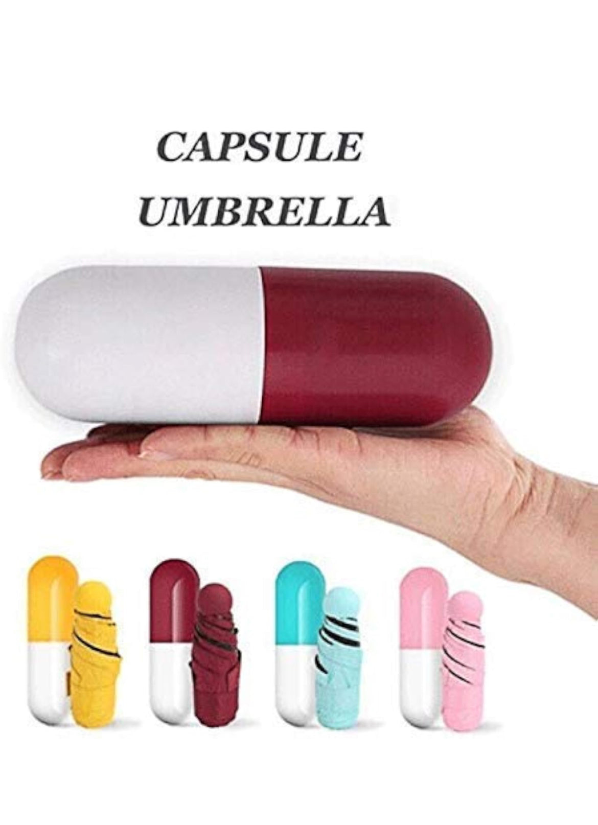 Capsul Umbrella Portable Mini Umbrella for Rain And Sun Protection - Foldable Pocket Capsule Compact Travel Umbrella