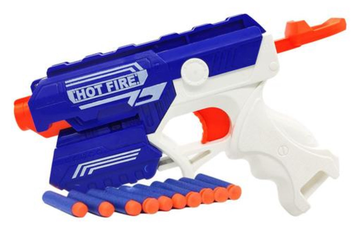 Foam Blaster Gun Toy, Safe and Long Range Shooting Gun, (5 Foam Bullets and 5 Suction Dart Bullets)-White Kids Gun Toys