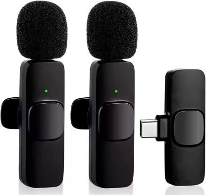 K9 Wireless Microphone for Type C Smartphones Mic, Plug In Dual User (Black)