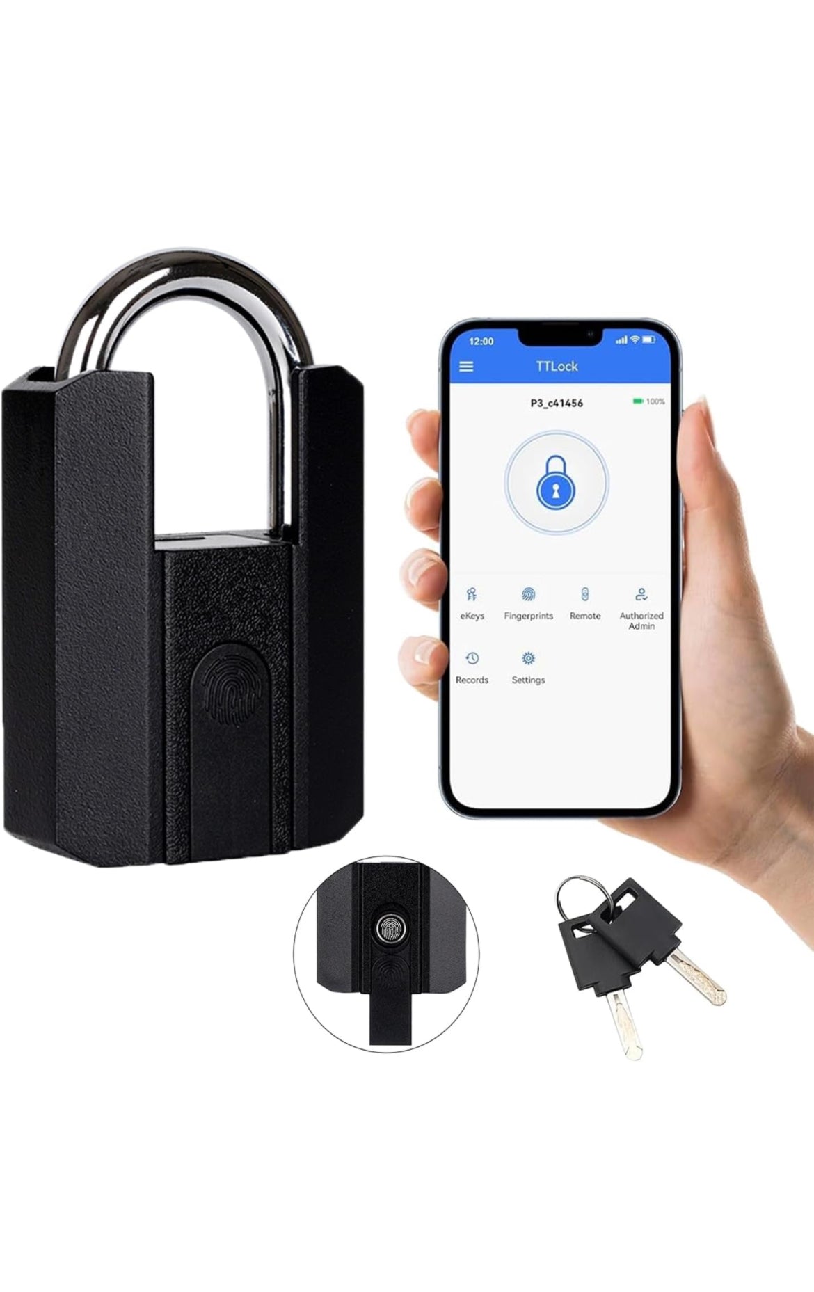 Fingerprint Padlock, Padlock with Keyless Biometric, Heavy Duty Padloc ...
