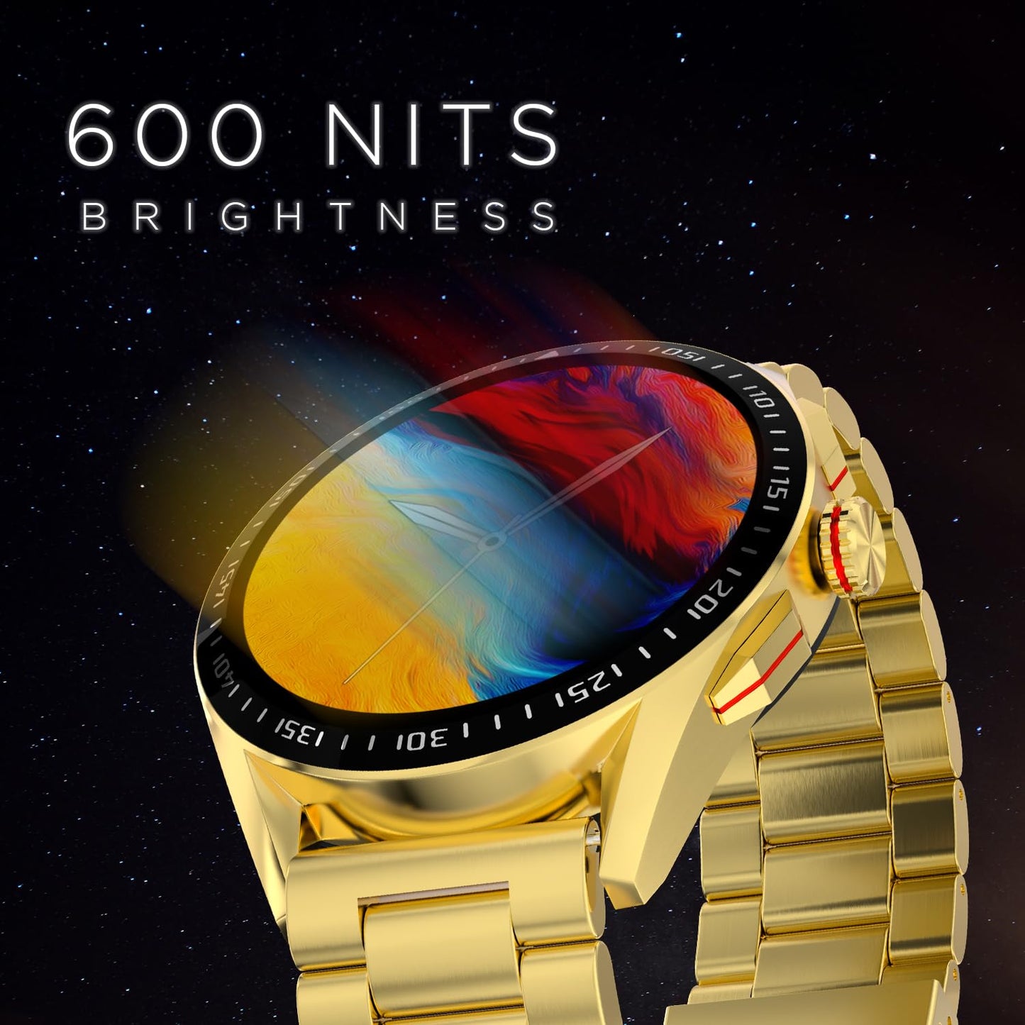 Fire-Boltt Invincible Plus 1.43" AMOLED Display Smartwatch with Bluetooth Calling, TWS Connection, 300+ Sports Modes, 110 in-Built Watch Faces, 4GB Storage & AI Voice Assistant (Gold SS)