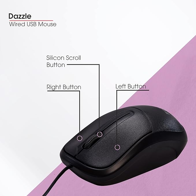zebion Dazzle USB Mouse Wired Optical Mouse  (USB 2.0, Black)