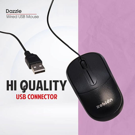 zebion Dazzle USB Mouse Wired Optical Mouse  (USB 2.0, Black)
