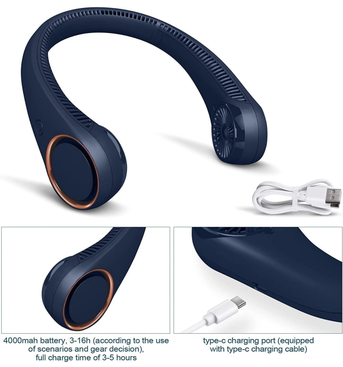 Portable Rechargeable Neck Fan