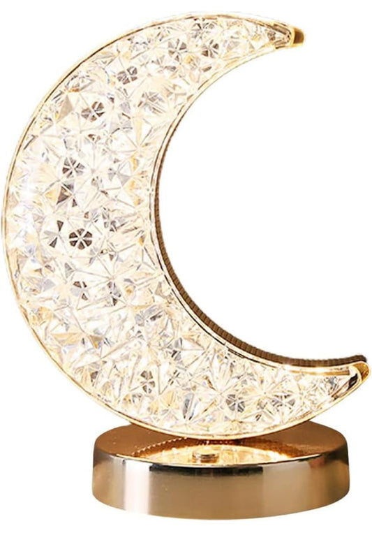 Crystal Table Lamp | Moon Shape Touch Control Lamp with 3 Color