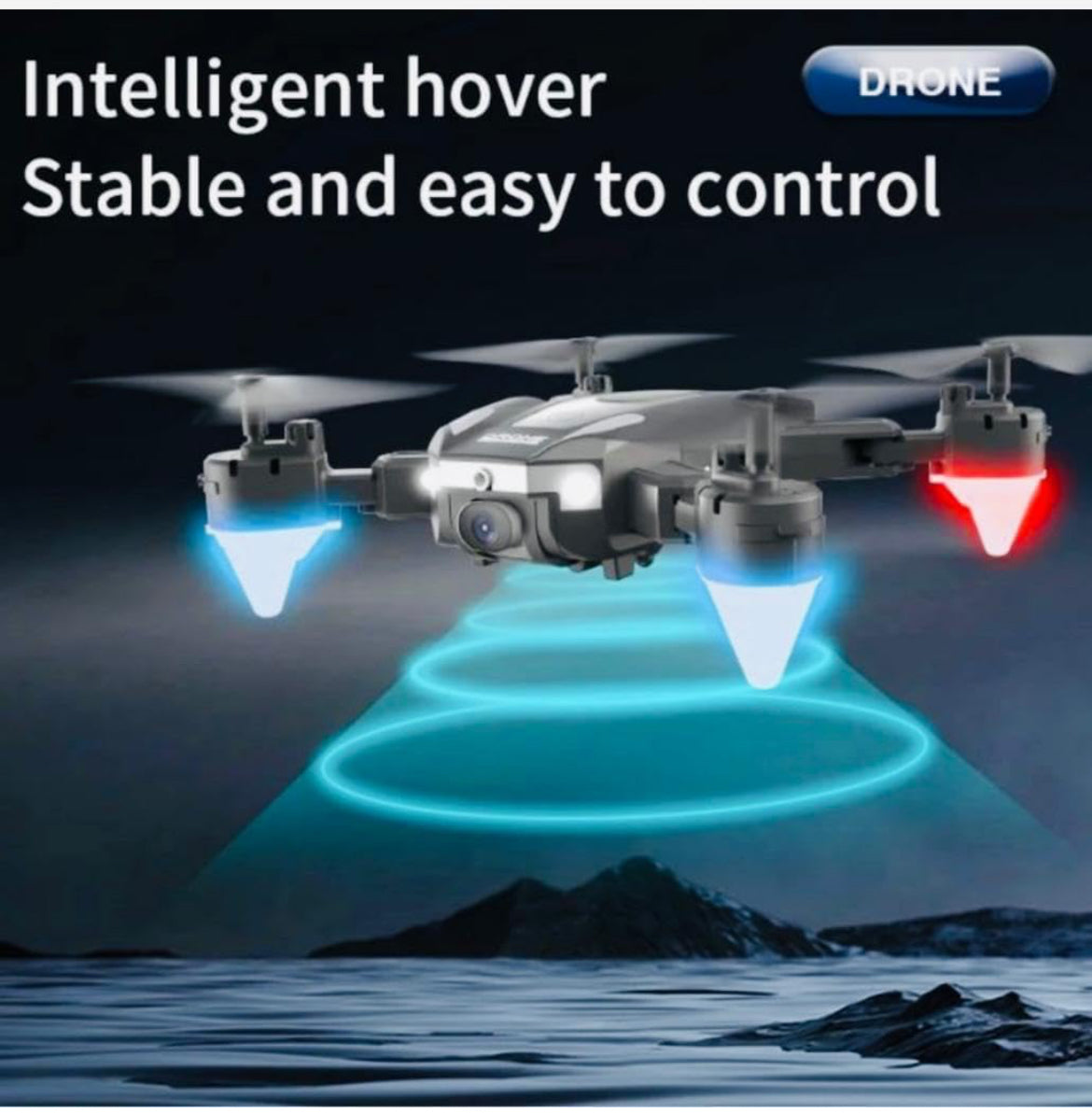 Remote Control Drone Toy for Kids with Built-in LED Lights and Dual HD Camera and Extra 1800mAh Battery (Model No. J2-RED)