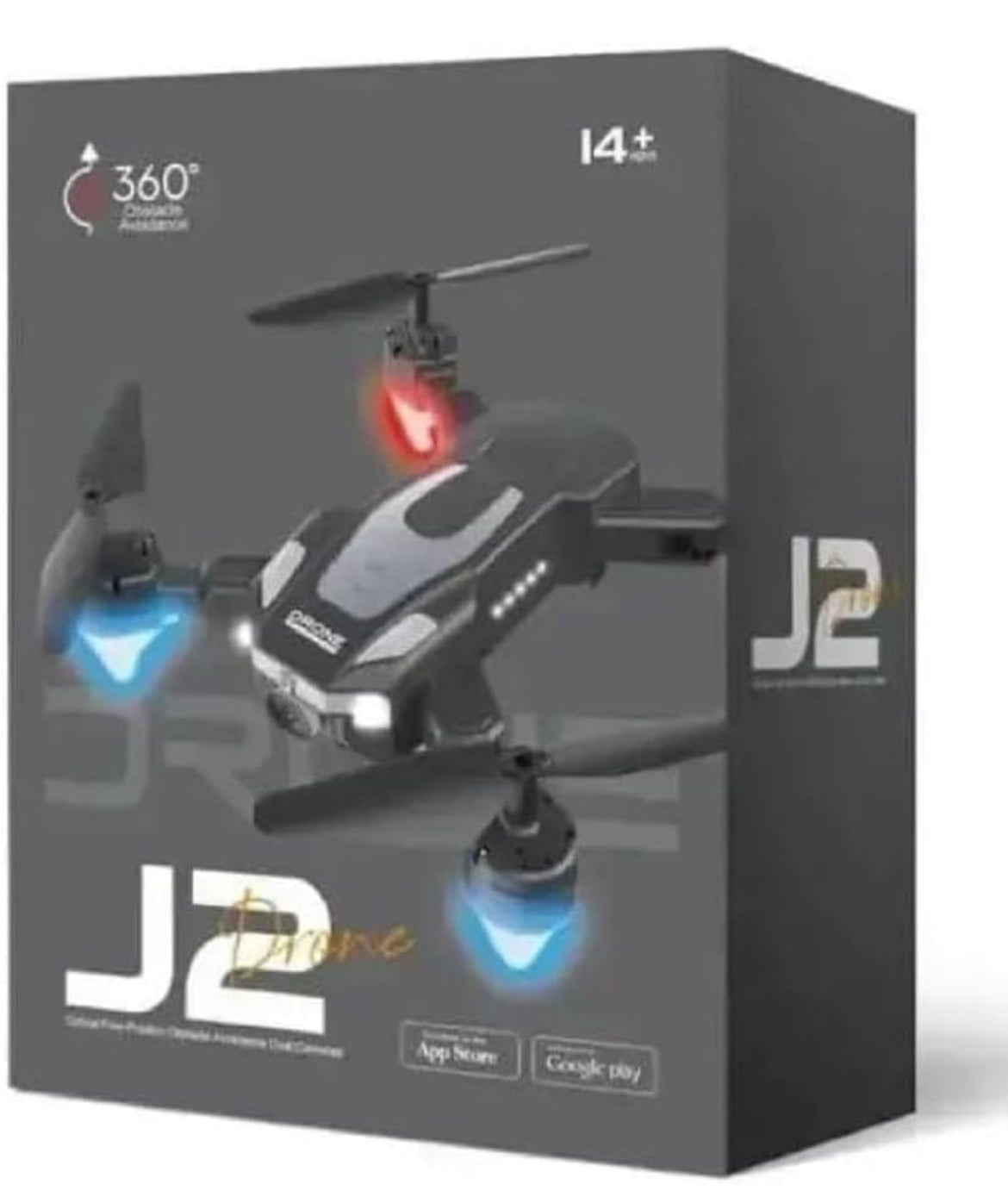 Remote Control Drone Toy for Kids with Built-in LED Lights and Dual HD Camera and Extra 1800mAh Battery (Model No. J2-RED)