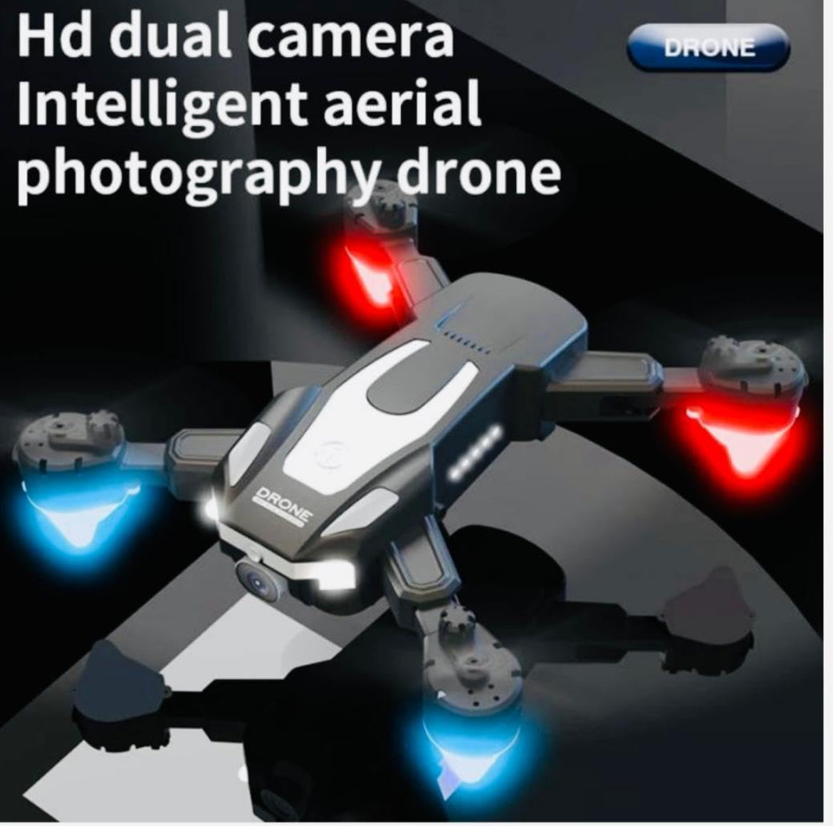 Remote Control Drone Toy for Kids with Built-in LED Lights and Dual HD Camera and Extra 1800mAh Battery (Model No. J2-RED)