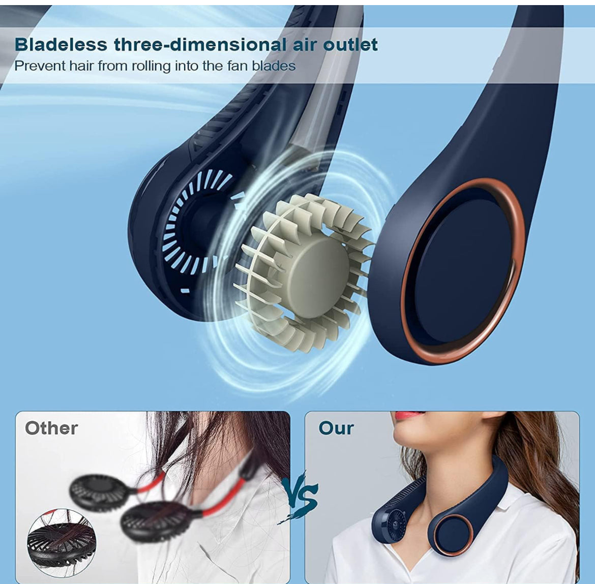 Portable Rechargeable Neck Fan