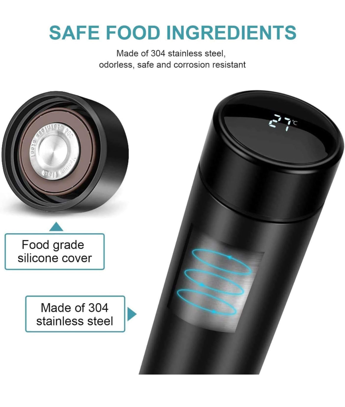 Stainless Steel Water Bottle with LED Temperature Display (HEAVY QUALITY)