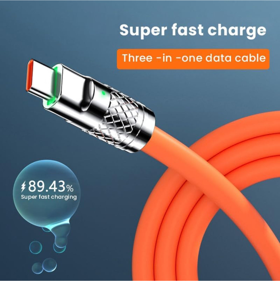 3 In 1 USB Charging Cable, Heavy Duty 120W Fast Charging Cable