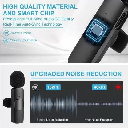 K9 Wireless Microphone for Type C Smartphones Mic, Plug In Dual User  (Black)